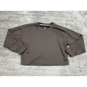 T/S by Thrive Top Womens Large Brown Crop‎ Modal Blend Athletic Long Sleeve